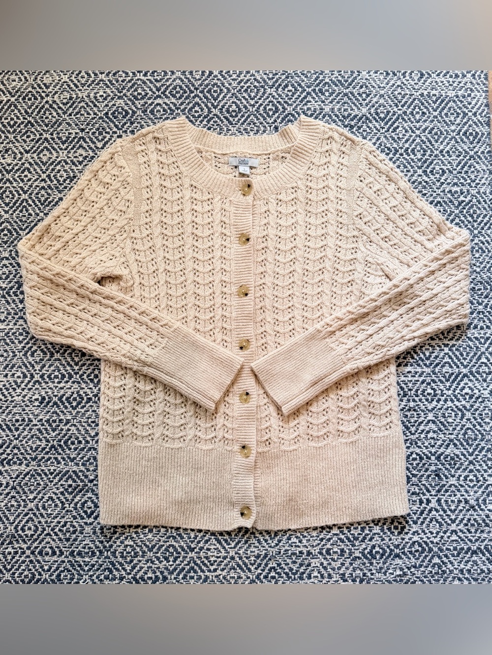 Croft & Barrow Cream Knit Button-Front Cardigan Sz S